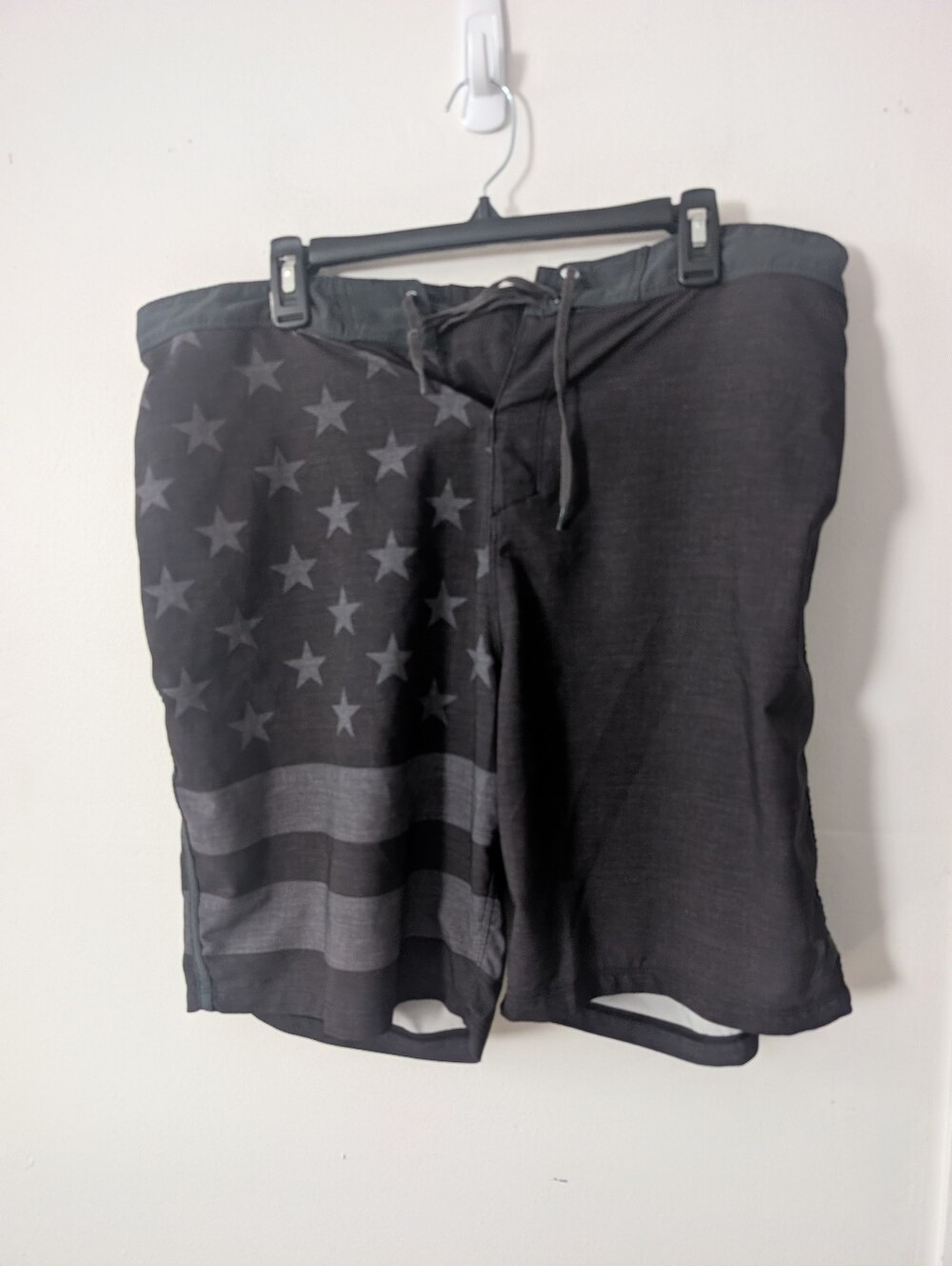 Hurley Black American Flag Mens Swim Trunks With Pockets Size 38